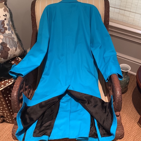 BALENCIAGA BLUE COTTON GABARDINE A-LINE TRENCH COAT W/BLACK ZIPPER ARM-HEMLINE 4 - Picture 13 of 16